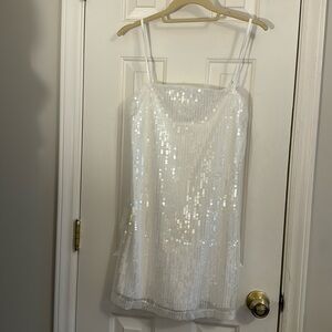 NWOT White Sequin Mini Dress Small